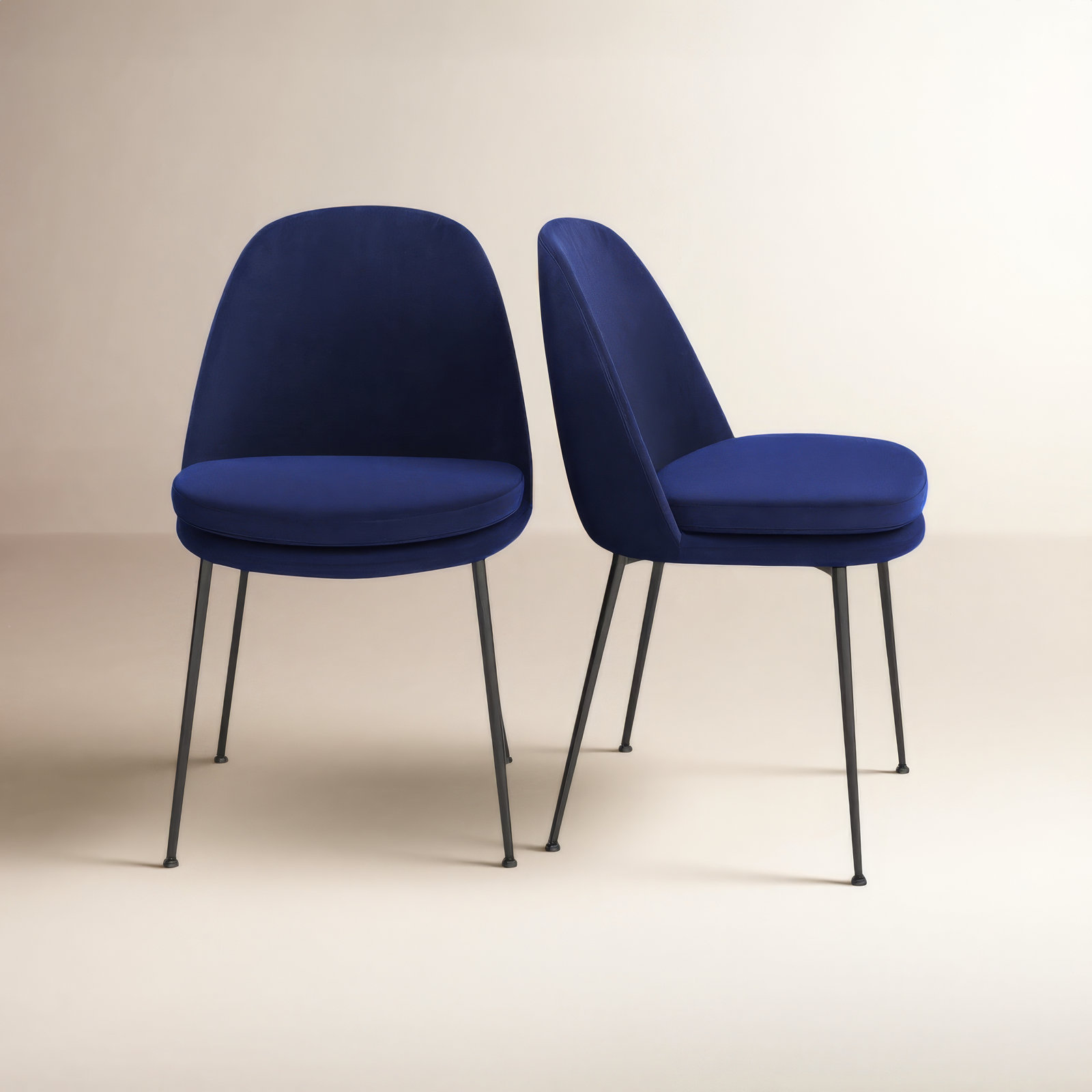 Wallace Velvet Dining Chair, Navy Blue