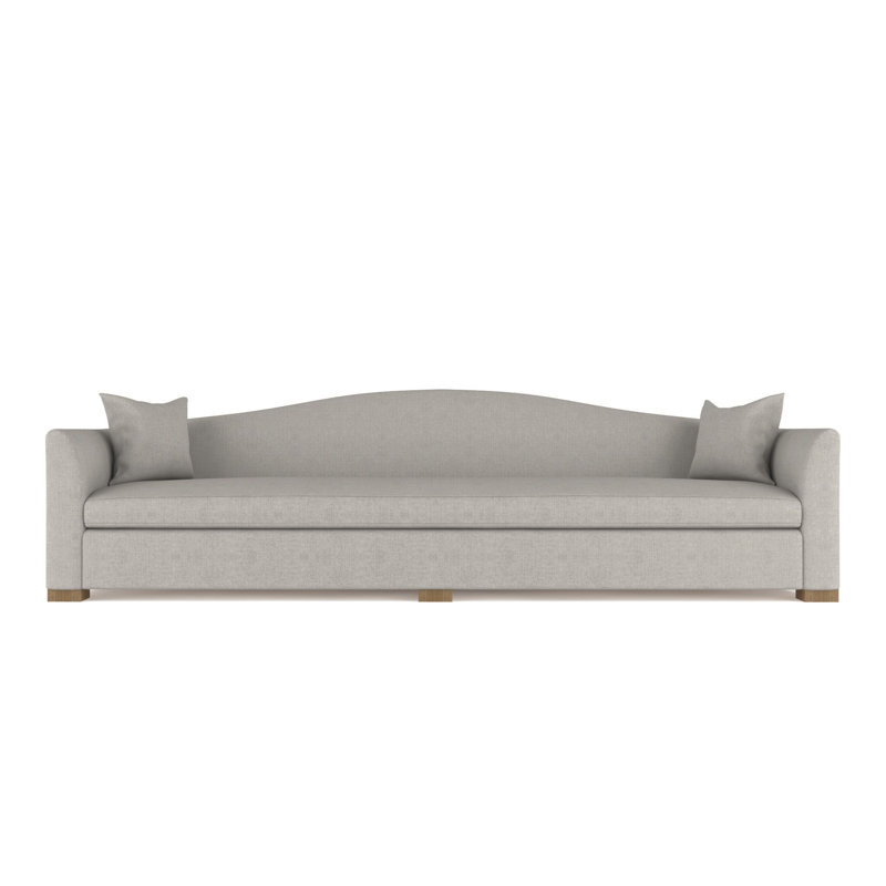 Canapé extra long Horatio Camelback Taper, Lin à tissage carré argenté, H 33 po x l 120 po x P 36 po, Patiné