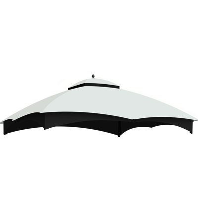10X12 Gazebo Canopy Replacement Top, , Protected, Water-Repellent, Fade , With Air Vent And Drain Holes, White Cover Replacement, Ventilation