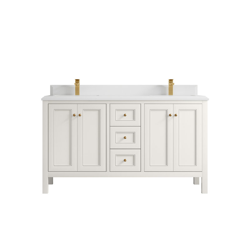 Nashville X P 22 po Meuble-lavabo double en D, Noir, Blanc