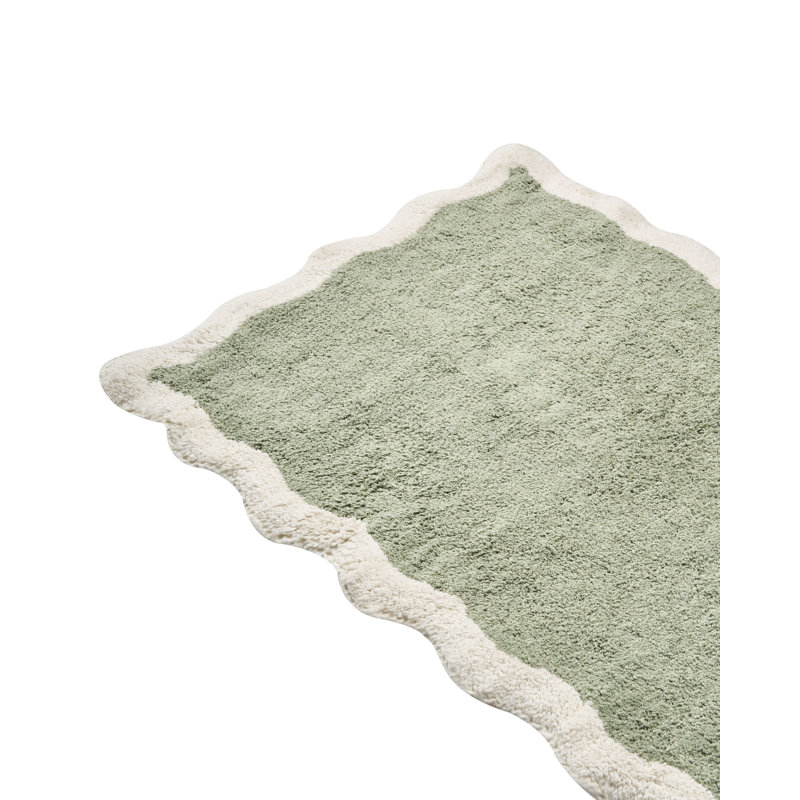 Cotton Non-Slip Bath Mat, Green/Beige, 90cm L x 60cm W