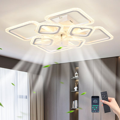 Ventilateur de plafond encastré réversible à DEL à intensité variable de 6 po avec télécommande et application Dalchand