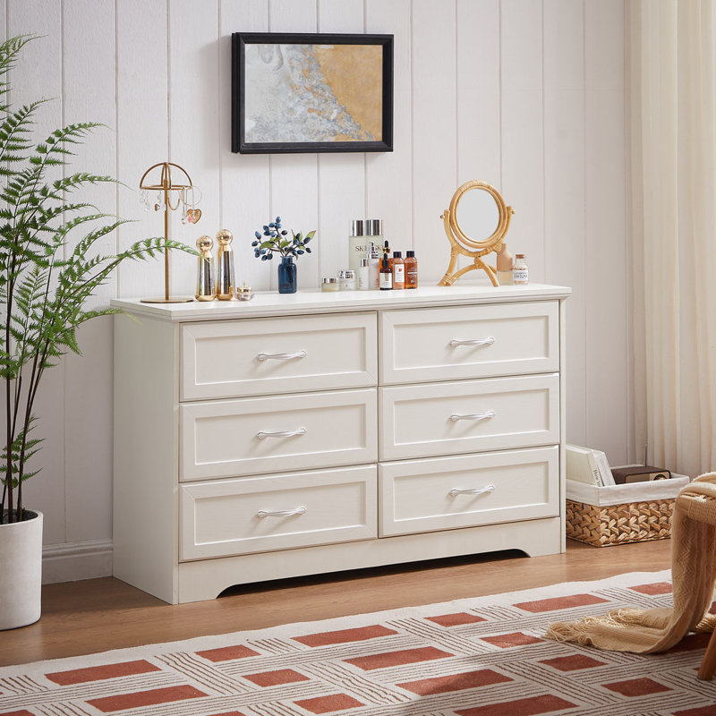 Modern 3 Drawer Bedroom Chest Of Drawers With 6 Drawers Dresser, Clothes Organizer -Metal Pulls For Living Room, Bedroom, Hallway