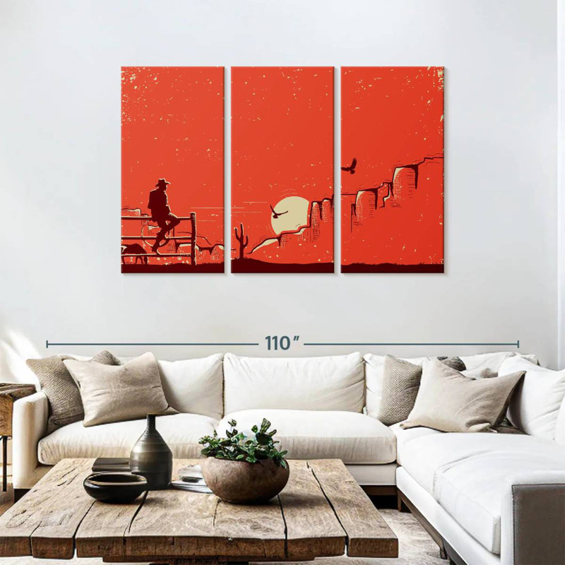 Lelar Cowboy Sunset Landscape, 48" H x 74" W
