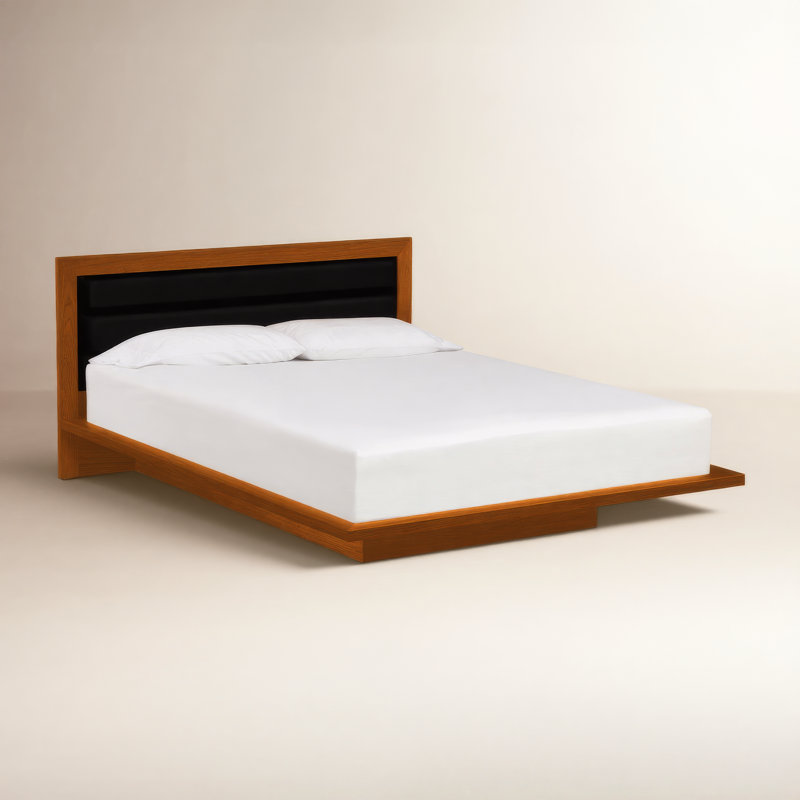 Moduluxe Leather Bed, Queen, Ebony, Autumn Cherry