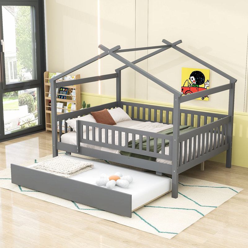 Pontoosuc Wood Daybed with Twin Size Trundle, Gray, Full