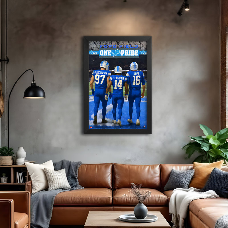 Affiche encadrée NFL Detroit Lions 3 joueurs, 68,5 x 99 cm, NFL Detroit Lions