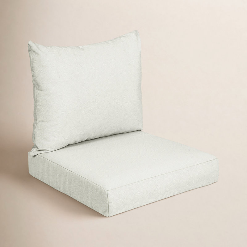 Fleming Indoor/Outdoor Seat/Back Lounge Chair Cushion, White, 22.5 in W x 22.5 in D x 5 in H