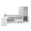 Lit plateforme double en bois avec tiroirs, bureau et tablettes-207625717