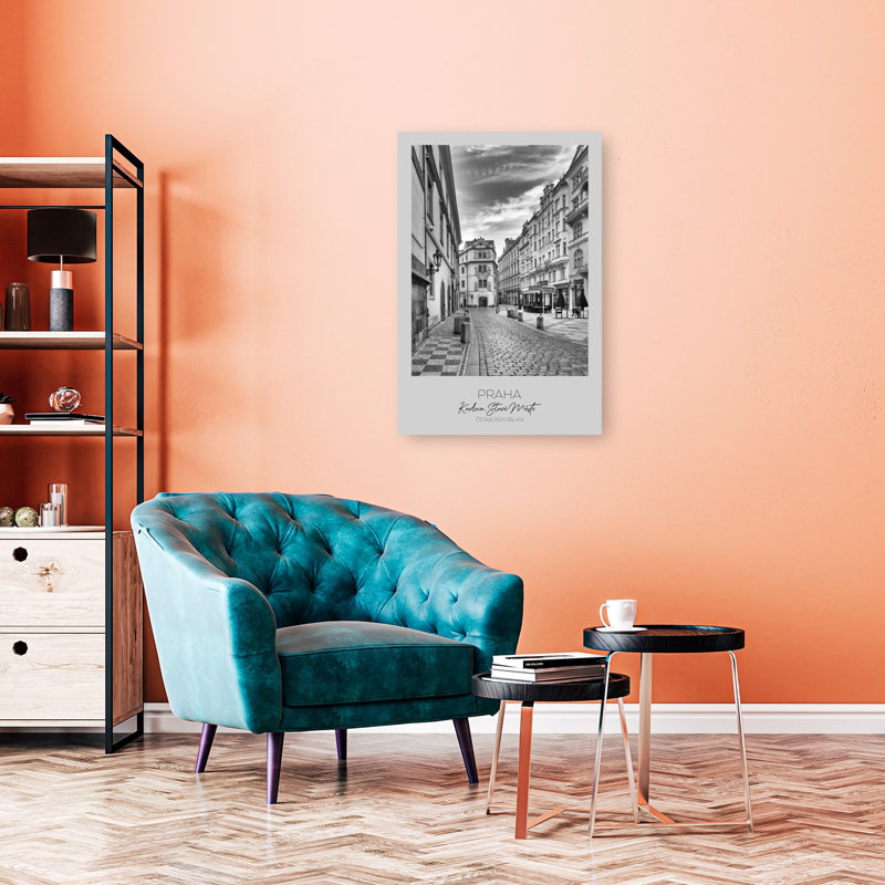 Old Town Prague Street Dramatic Abstract Contemporary Architecture City Wall Art Print 1 Piece Wrapped Canvas Wall Art
