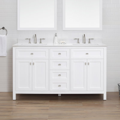 Juniper 60'' Free Standing Double Bathroom Vanity Set with Countertop and sink
