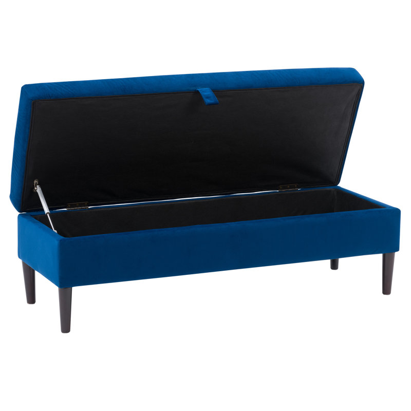 Banc de rangement à couvercle rabattable rembourré, Mélange de polyester bleu