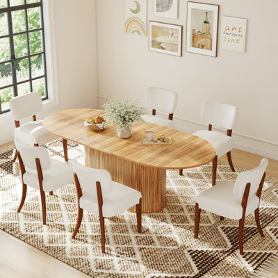 Table de salle à manger extensible avec 4/6 chaises sans accoudoirs pour la cuisine et le salon modernes