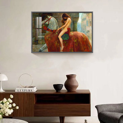 «Lady Godiva» par John Collier - Peinture sur toile encadrée