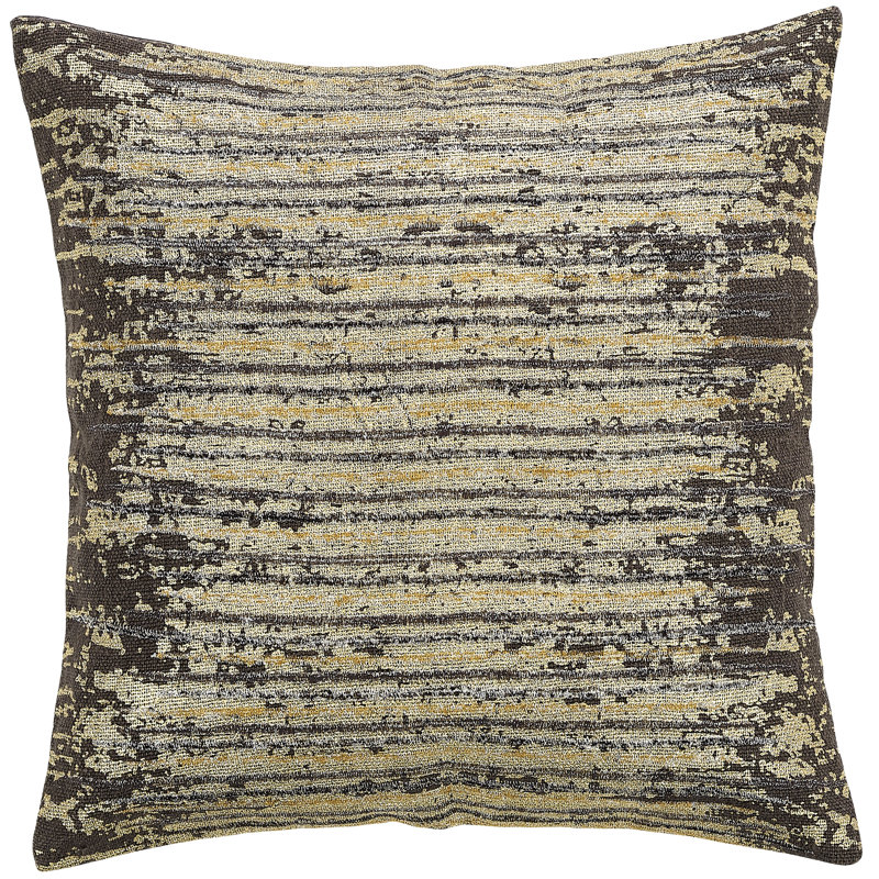 Rippling Currents Embroidered Gold & Onyx Throw Pillow Cover