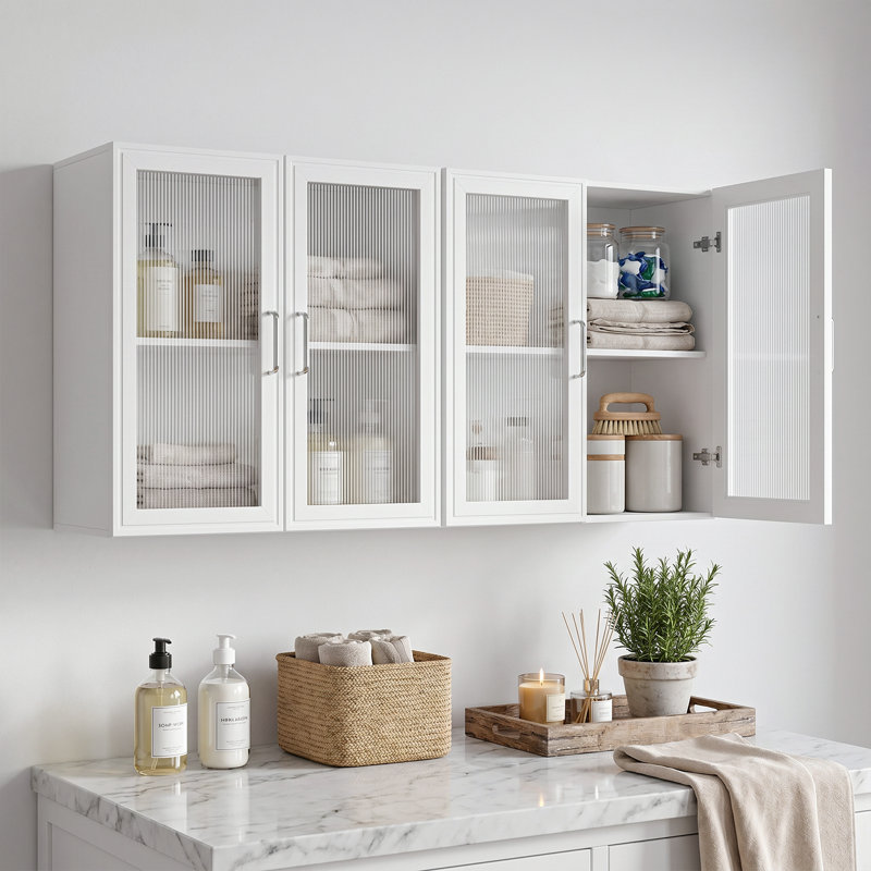 Armoires de rangement murales 48 po avec tablette réglable, armoires murales pour la lessive, la cuisine et la salle de bain