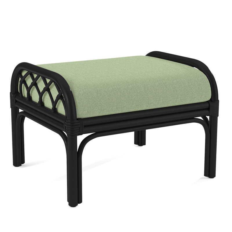 Edgewater Ottoman, Black, White Performance Fabric; 0851-94