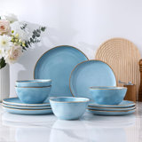 Ceramic Dinnerware Sets Handmade Reactive Glaze Plates And Bowls Set