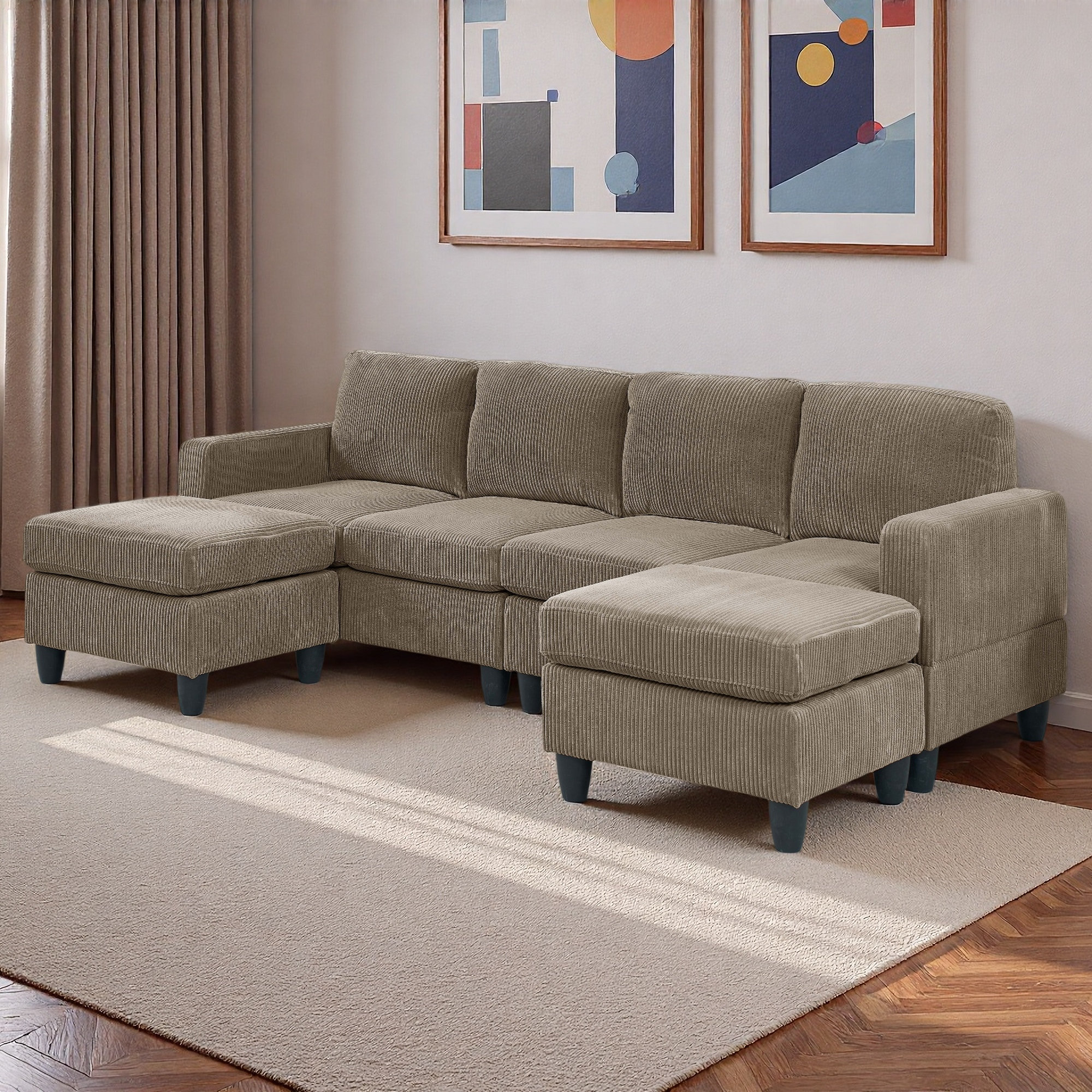 Ebern Designs Modular Corduroy Sectional Sofa With Ottoman - Wayfair Canada