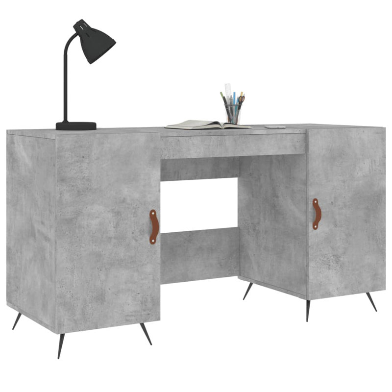 Samara Metal Base Writing Desk, Concrete Grey