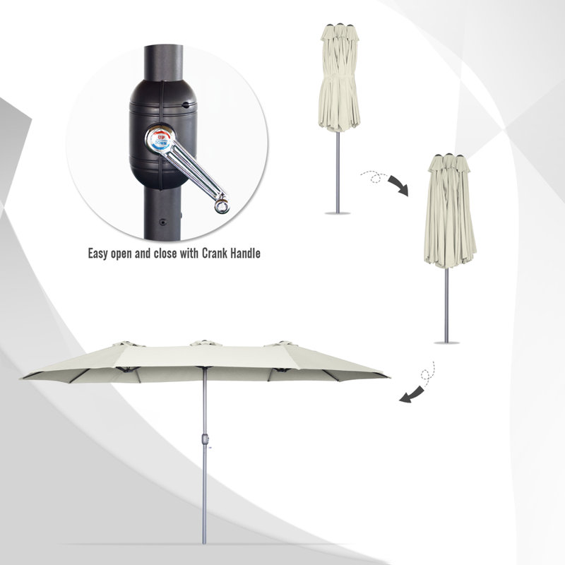 Parasol de marché rectangulaire Crosspointe 180', Crème
