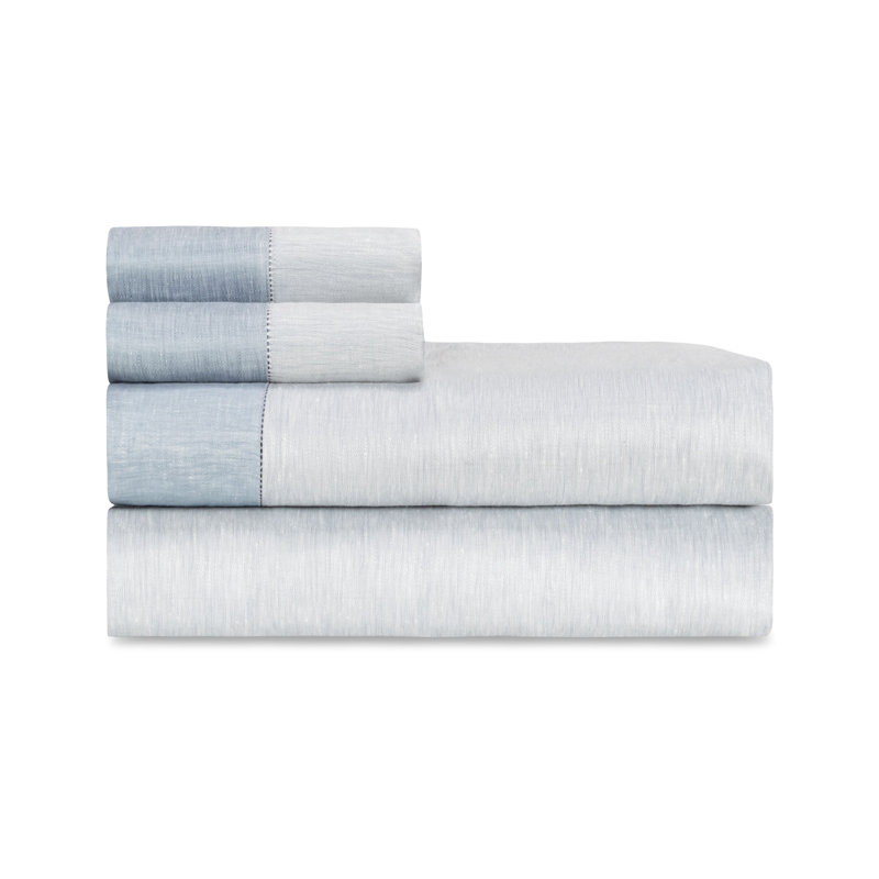 Seychelles Linen Sheet Set, White/Coast, King