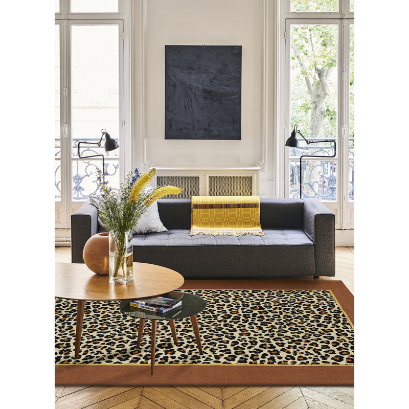 Fauve Hand Tufted Animal Print Area Rug in Naturel/Beige, Rectangle 5'7" x 7'10"