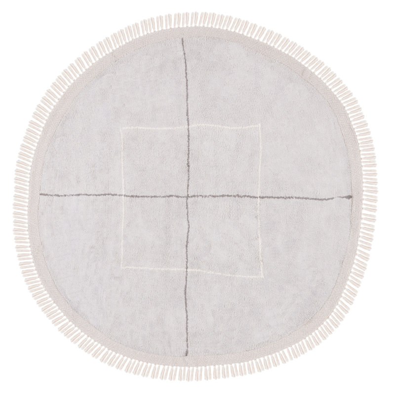 Ariellah Hand Woven Cotton Machine Washable Geometric Rug, Round 6'