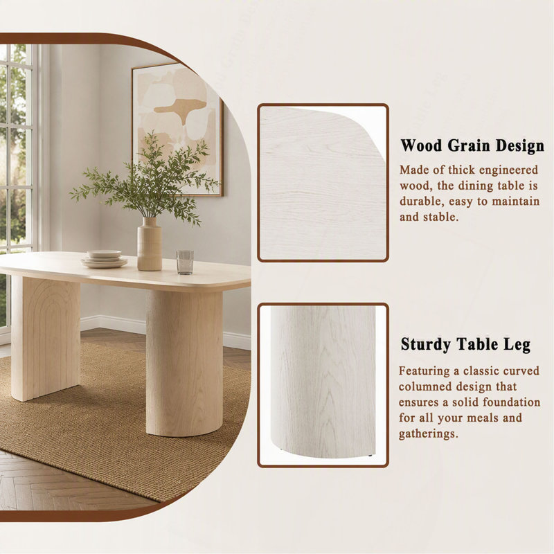 70.8 Inch Solid Wood Dining Table