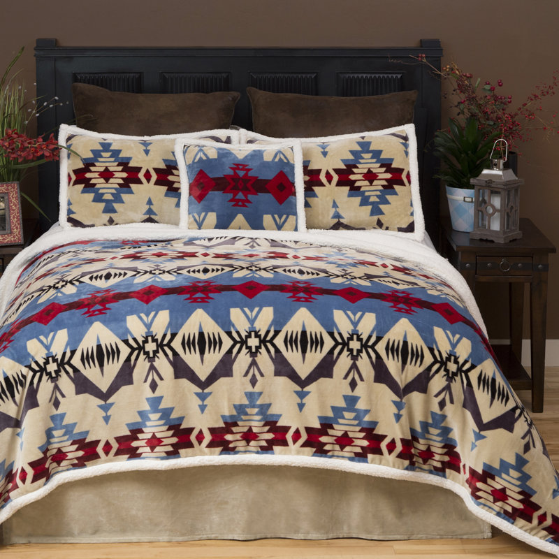 River Southwest Polyester Geometric Shapes Comforter, Queen Comforter + 2 Shams + 1 Throw Pillow