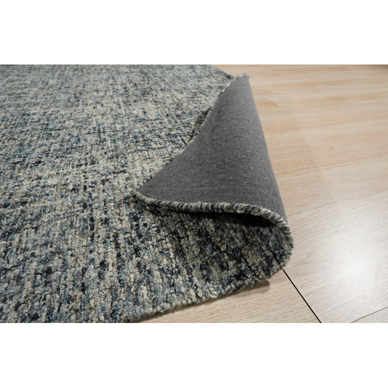 Hand Tufted Wool Area Rug, Dark Blue