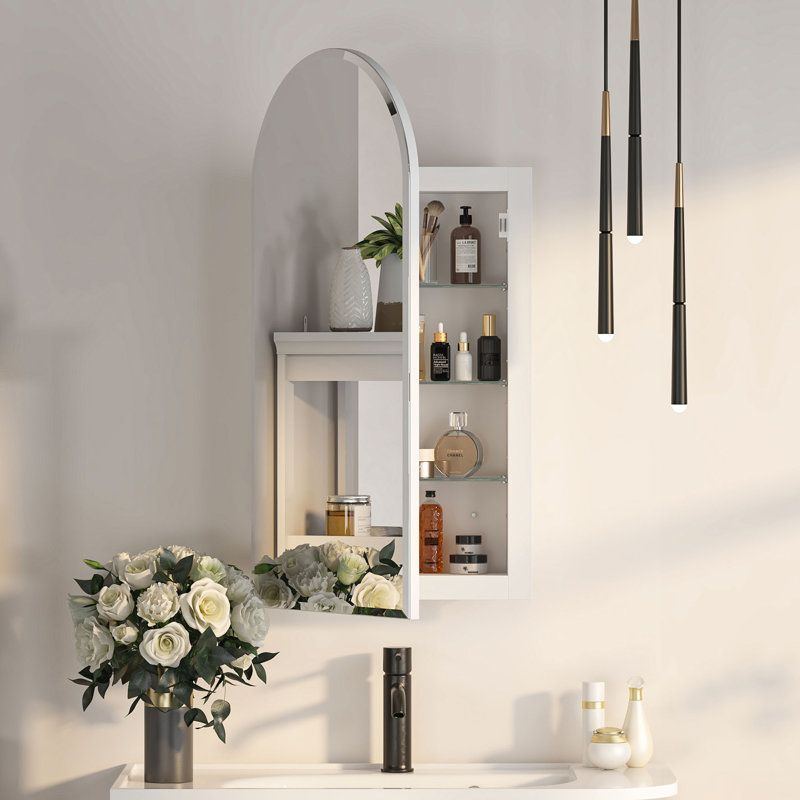 40mm W 80mm H Frameless Medicine Cabinet Mirror 3 Fixed
