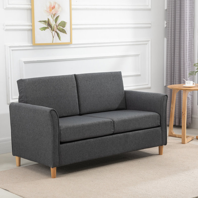 Leela 2 Seater Linen Loveseat, Dark Grey 