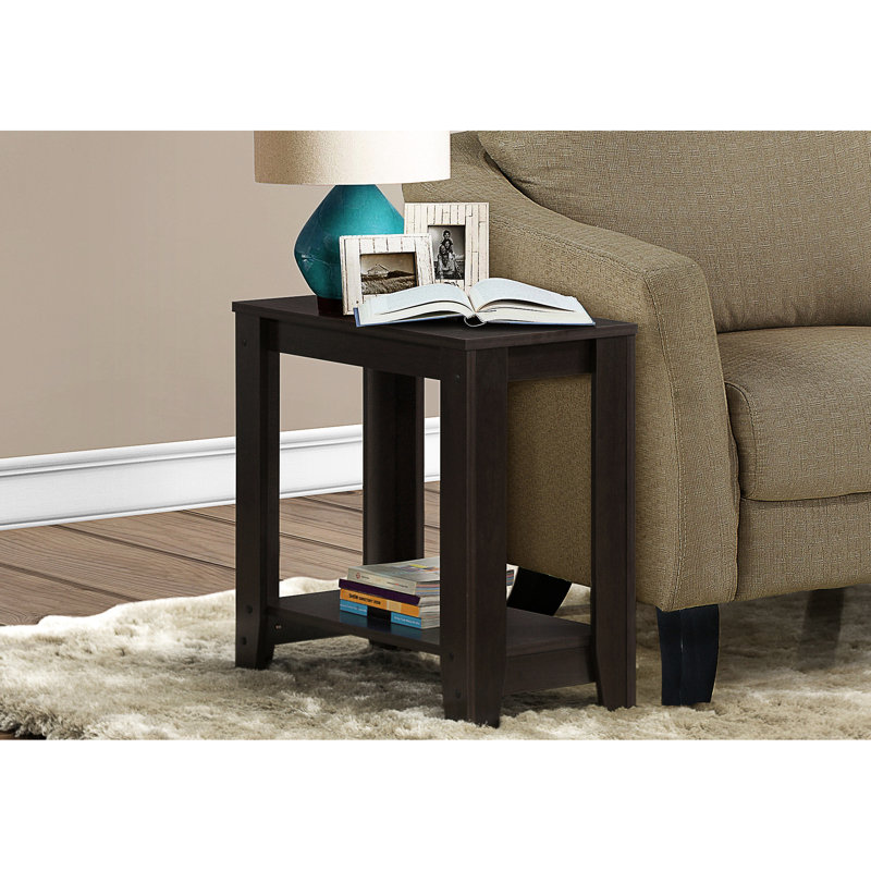 Rectangular Nightstand, Dark Brown Finish, Two - Tier, Bedside, Living Room Side Table, Bedroom