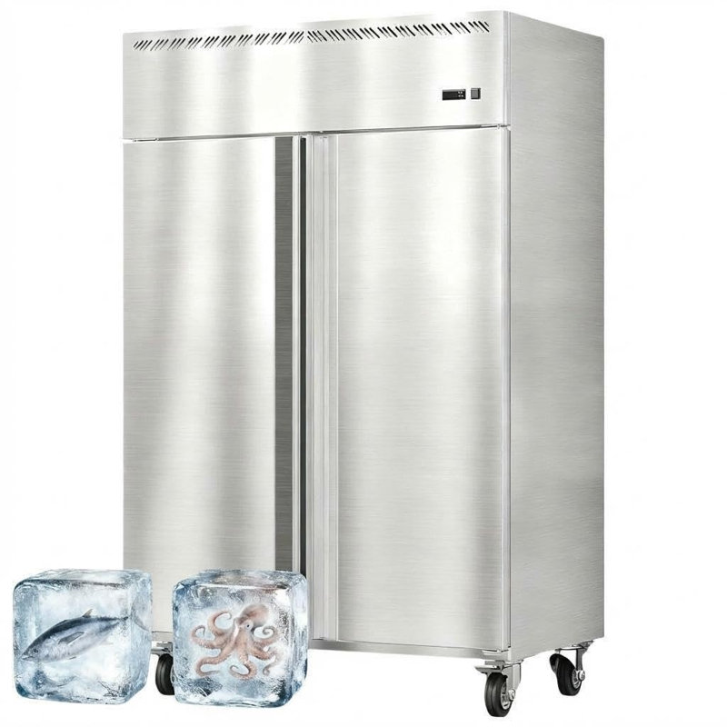 Congélateur de réfrigérateur commercial 48 po - 36 pieds cubes, 2 portes stables, ventilateur de refroidissement, 6 tablettes réglables, dégivrage automatique, -8 ° F à 0 ° F, acier inoxydable