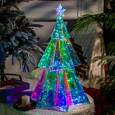 Arbre de Noël hexagonal à trois couches décorations de Noël illuminées
