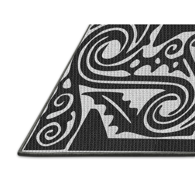 Tapis noir tissé à la machine, Rectangle 2 pi x 4 pi