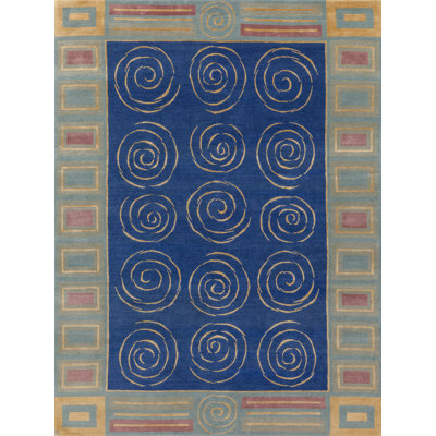 Knossos Geometric Area Rug in Blue/Gold/Lavender