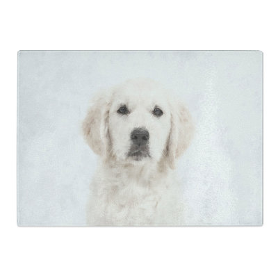 Tempered Glass Golden Retriever Puppy Chopping Board