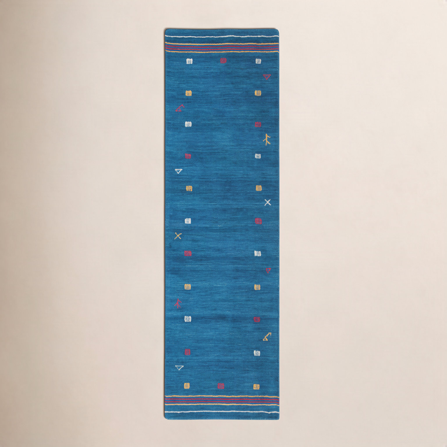 Danette Blue Southwestern Hand-Loomed Wool Rug, Runner 2'3" x 8'