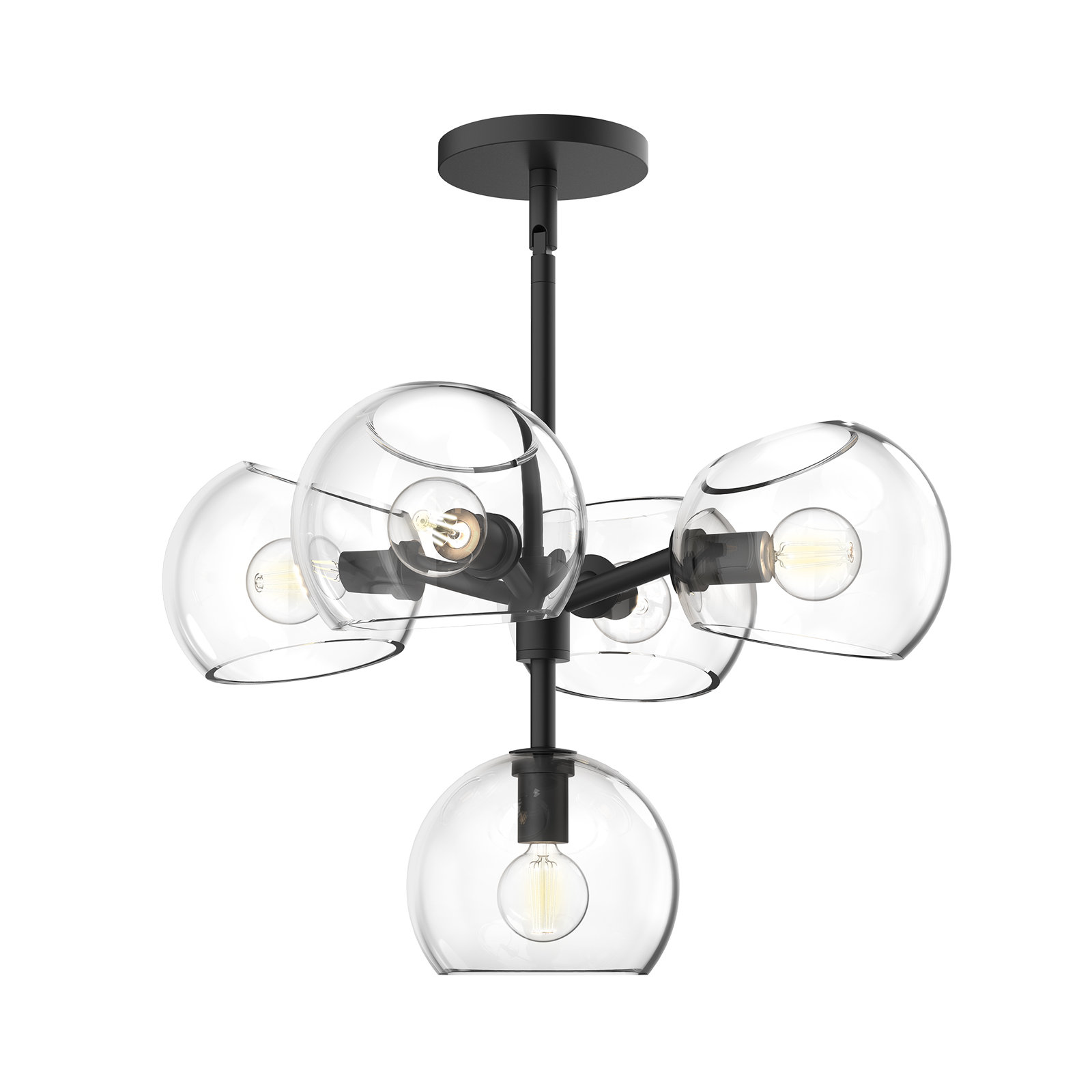 Willow 5 - Light Sputnik Chandelier, Clear, Matte Black