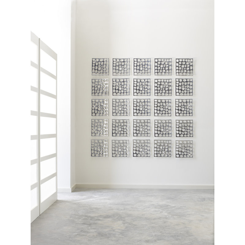 Silver Contemporary Polka Dot Metal Wall Tile