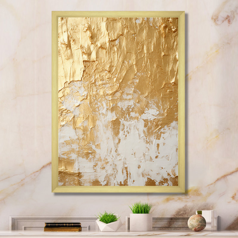 Gentle Abundance Retro Gold Abstract I - Peinture abstraite, art mural, H 20 po x l 12 po x P 1 po, Cadre doré simple