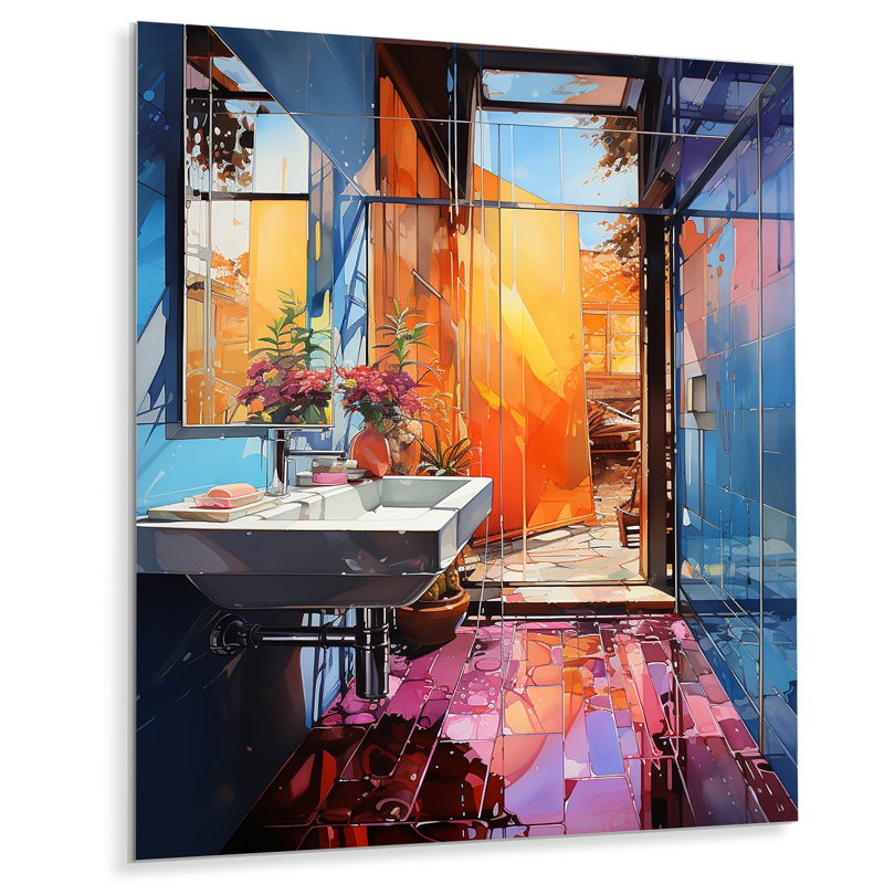 «Bathroom Bathroom Abstract Reflections I», reproductions d'art mural en métal pour salle de bain, H 20 po x l 12 po x P 1 po