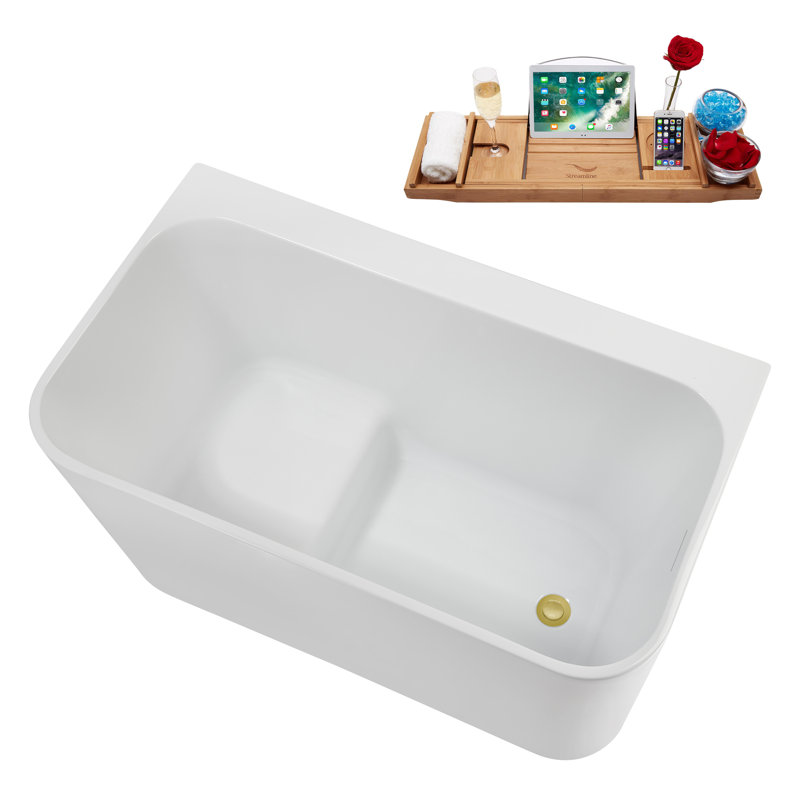 Baignoire autoportante 47 "avec drain interne Streamline, Or poli