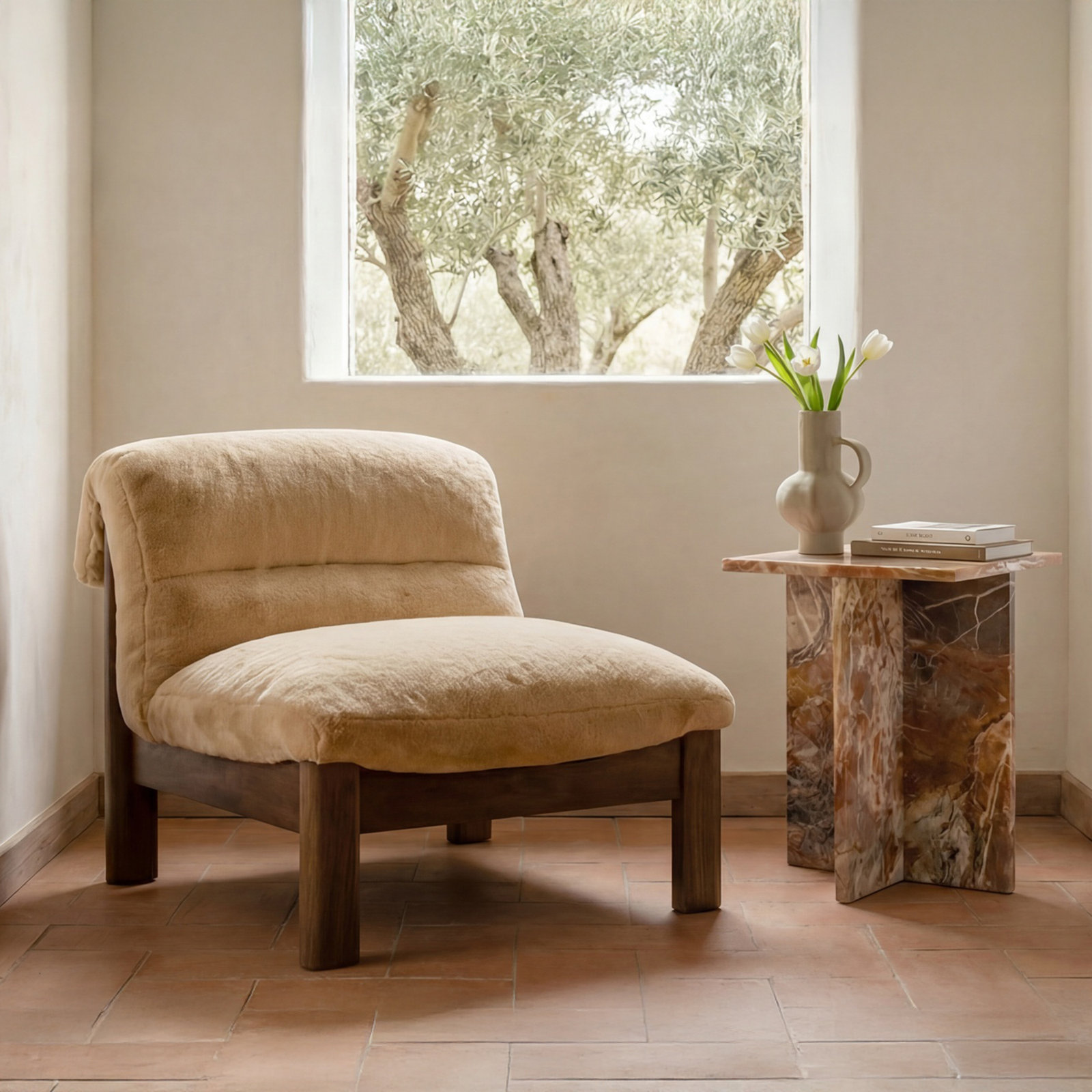 Accent Slipper Chair, Brown