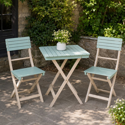 3-Piece Acacia Wood Patio Bistro Set, Folding Outdoor Chairs With Square Table, For Balcony Garden Deck