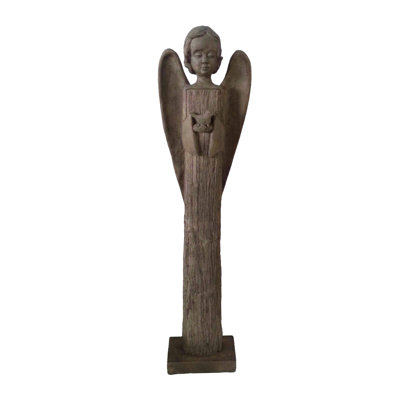 Polyresin Petrified Wood Angel - 24"H - Brown