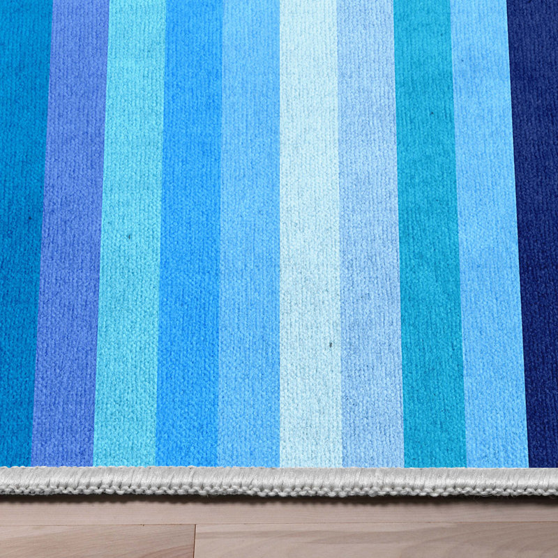 Well Woven Crayola Stripe Solid & Striped Blue Area Rug, Runner 2'7" x 9'3"
