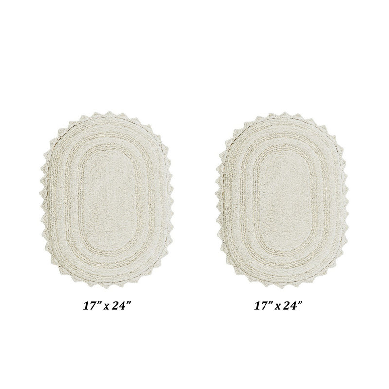 Janneli 100% Cotton Tufted 2 Piece Bathroom Rug Set, Reversible, Super Absorbent & Extra Soft Machine Washable Bath Rug